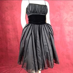 1960's vintage black organza mid length formal gown